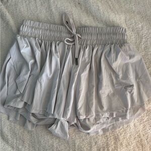 Women's Luogongzi Shorts 2 In 1 Flowy Running Shorts - White - Size XS